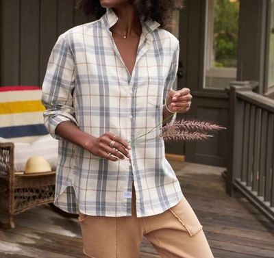 Shop Frank & Eileen Flannel Eileen Relaxed Button-up In Cream With Gray In Multi