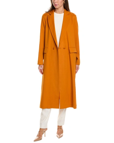 Shop Oscar De La Renta Gabardine Wool-blend Coat In Orange