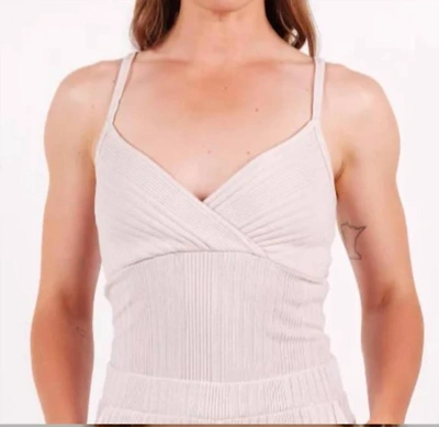 Stateside Oraginc Variegated Rib Front Overlap Tank In Stone In White