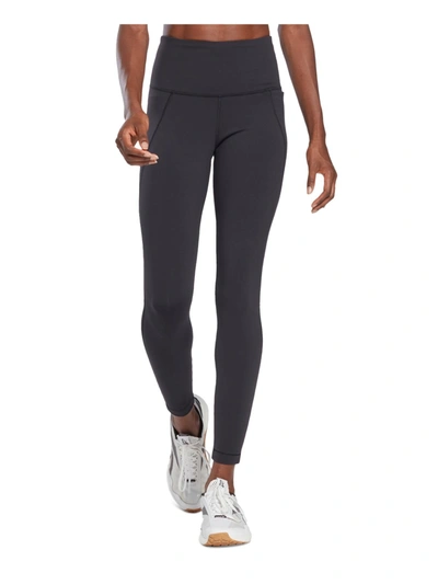 Shop Reebok Womens High Rise Fitness Athletic Leggings In Black