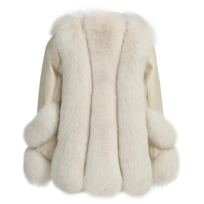 Wanan Touch Emily White Leather And Fur Jacket