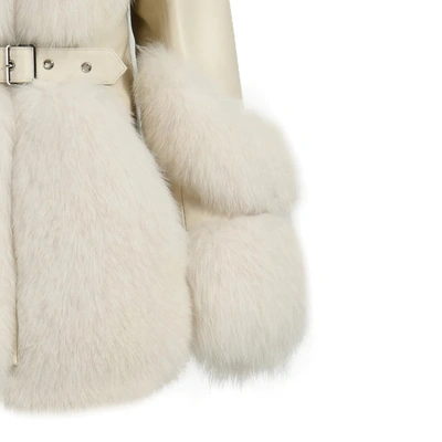 Wanan Touch Emily White Leather And Fur Jacket