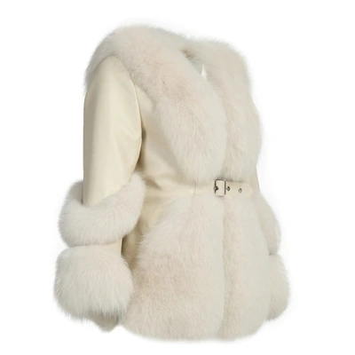 Wanan Touch Emily White Leather And Fur Jacket