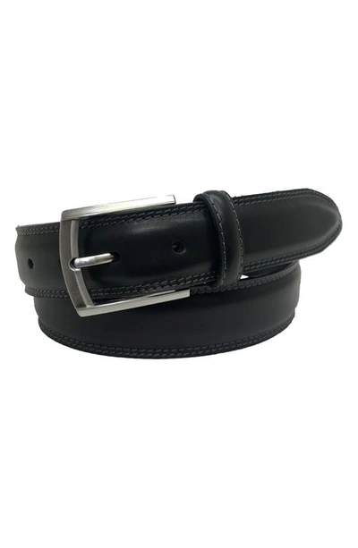 Shop Boconi Embossed Logo Leather Belt In Black