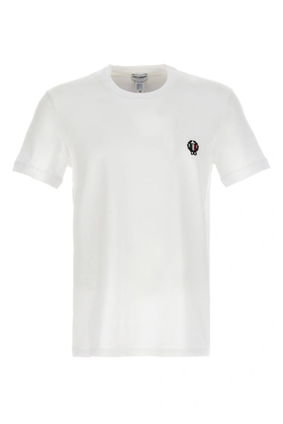 Shop Dolce & Gabbana Men Logo Embroidered T-shirt In White