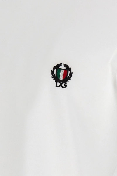 Shop Dolce & Gabbana Men Logo Embroidered T-shirt In White