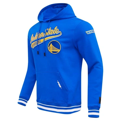 Shop Pro Standard Royal Golden State Warriors Script Tail Pullover Hoodie