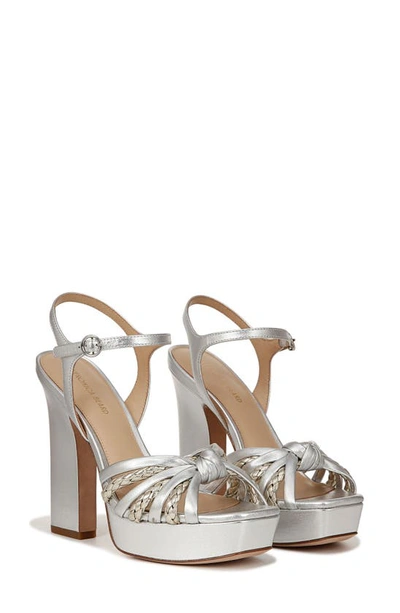 Shop Veronica Beard Flavia Ankle Strap Platform Sandal In Silver/ Platinum