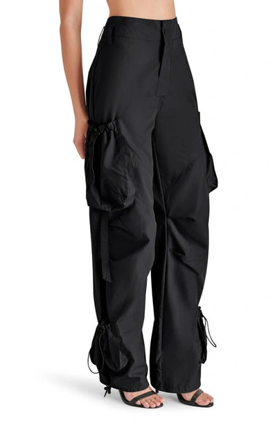 Shop Steve Madden Kylo High Waist Cargo Parachute Pants In Black