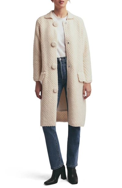 Shop Favorite Daughter The Crochet Wool Blend Coat In Ivory