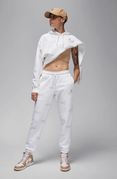 Shop Jordan Brooklyn Heroes Fleece Sweatpants In White