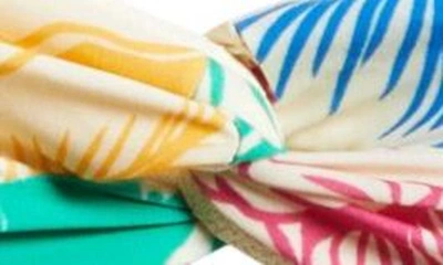 Shop Farm Rio Tropical Chita Twist Front Strapless Bikini Top In Yellow/ Green/ Pink/ Blue