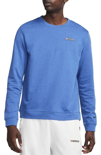 Shop Nike Dri-fit Track Club Long Sleeve Running T-shirt In Court Blue/ Heather/ Black