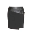 SAINT LAURENT Wool and leather skirt