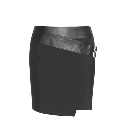 Shop Saint Laurent Wool And Leather Skirt