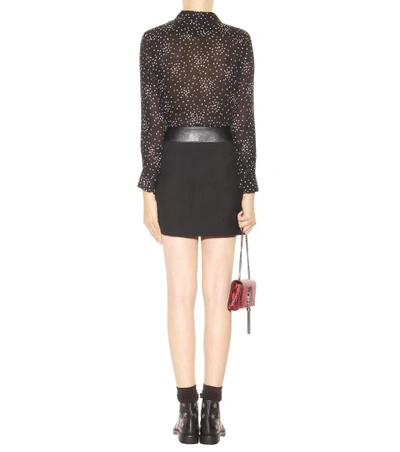 Shop Saint Laurent Wool And Leather Skirt