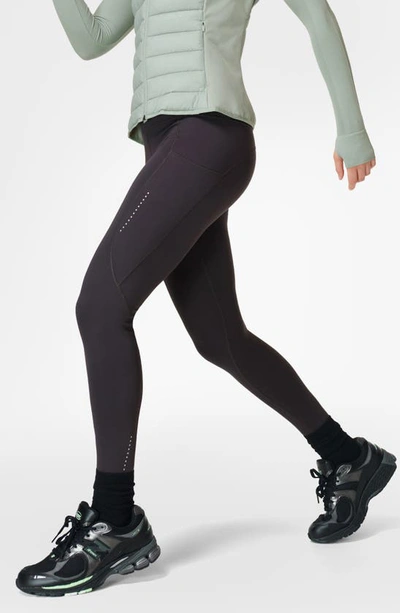 Shop Sweaty Betty Therma Recycled Polyester Blend Running Leggings In Dark Grey
