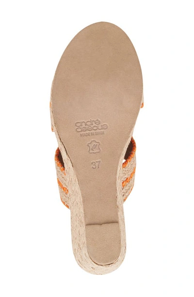 Shop Andre Assous Nolita Raffia Espadrille Platform Wedge Slide Sandal In Natural/ Orange