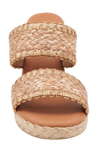 Shop Andre Assous Nolita Raffia Espadrille Platform Wedge Slide Sandal In Cocoa/ Bronze