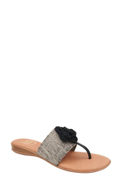 Shop Andre Assous Nara Sandal In Black/ Beige Linen