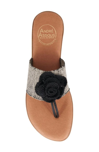 Shop Andre Assous Nara Sandal In Black/ Beige Linen