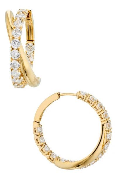 Shop Nadri Twilight Cubic Zirconia Crossover Hoop Earrings In Gold