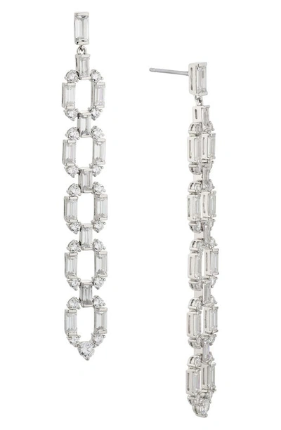 Shop Nadri Gwen Cubic Zirconia Chain Drop Earrings In Rhodium