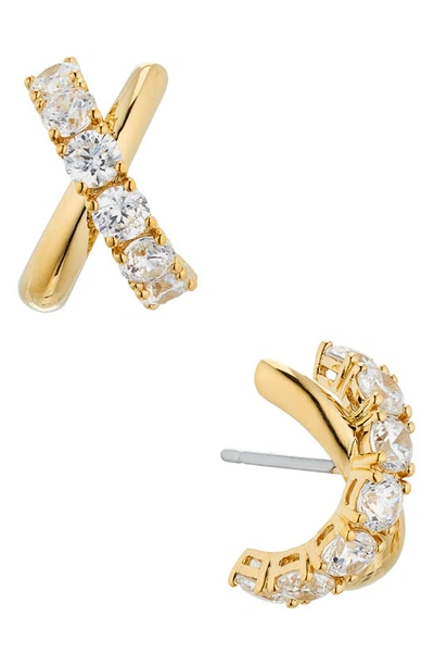 Shop Nadri Twilight Cubic Zirconia Crossover Stud Earrings In Gold