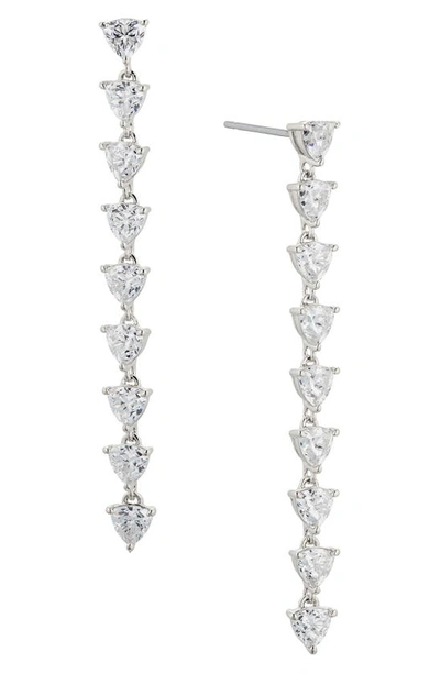 Shop Nadri Gwen Cubic Zirconia Linear Drop Earrings In Rhodium