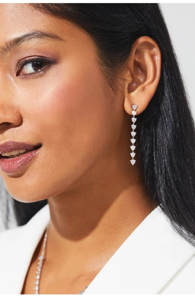 Nadri Gwen Cubic Zirconia Linear Drop Earrings In Rhodium