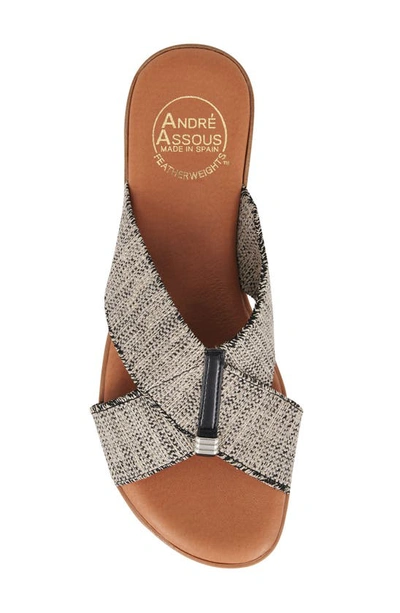 Shop Andre Assous Nani Sandal In Black/ Beige Linen