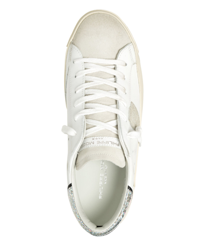 Pre-owned Philippe Model Sneaker Damen Prsx Prld-vpg1 Blanc - Argent Leder Logo Schuhe In Weiss