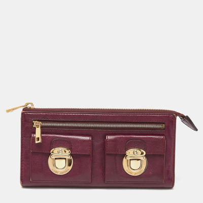 MARC JACOBS Pre-owned Magenta Leather Zip Continental Wallet In Pink