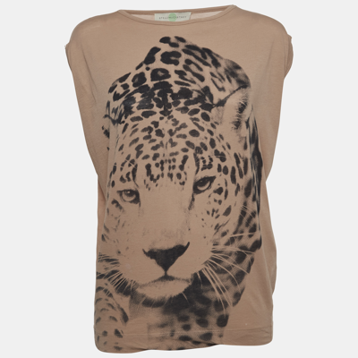 Pre-owned Stella Mccartney Light Brown Tiger Print Sleeveless T-shirt S