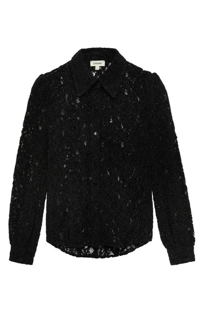 Shop L Agence Jenica Lace Button-up Shirt In Black