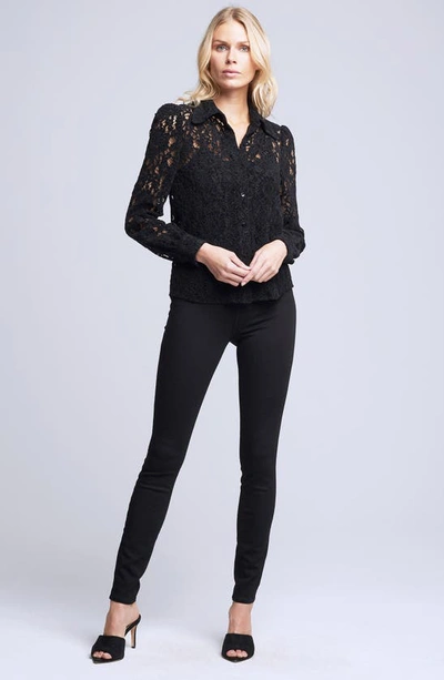 Shop L Agence Jenica Lace Button-up Shirt In Black