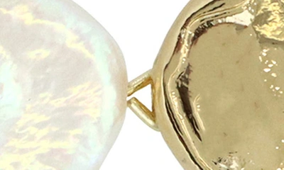 Shop Panacea Imitation Pearl Linear Drop Earrings In Gold/ White