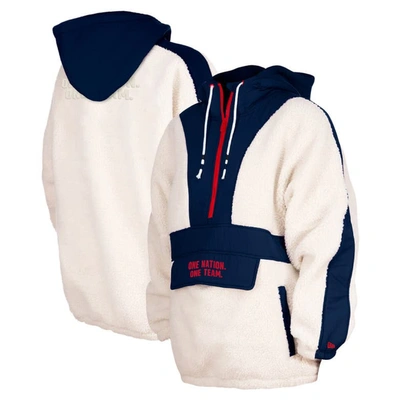 Shop 5th And Ocean By New Era 5th & Ocean By New Era Cream Uswnt Athleisure Sherpa Half-zip Hoodie