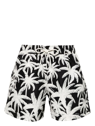 Shop Palm Angels Palm Tree Print Swim Shorts In Black