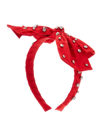 Monnalisa Satin Maxi Bow Headband In Red