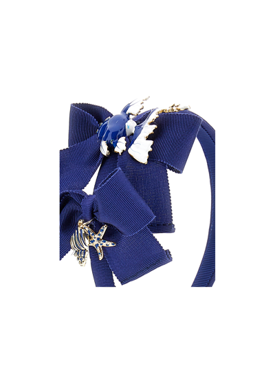 Monnalisa Grosgrain Headband And Charms In Blu Voyage