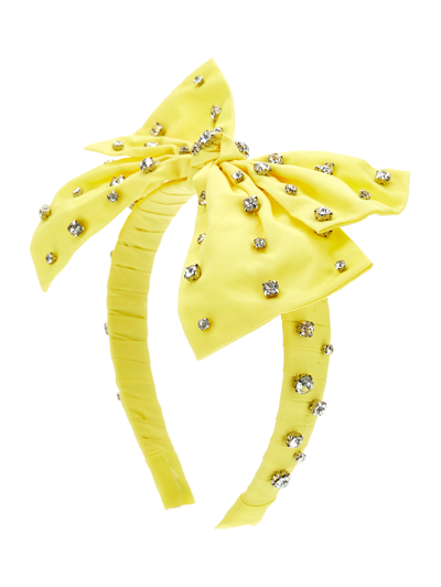 Monnalisa Satin Maxi Bow Headband In Light Yellow