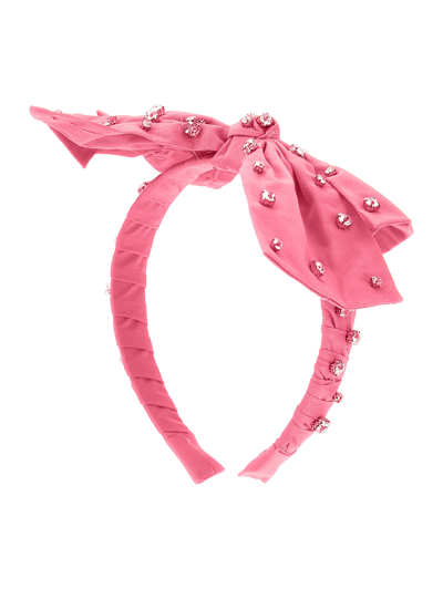 Monnalisa Satin Maxi Bow Headband In Sachet Pink