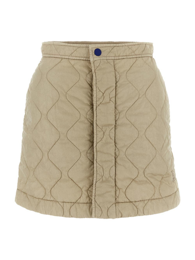 Shop Burberry Quilted Skirt In Beige