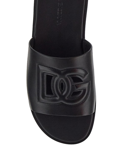 Shop Dolce & Gabbana Logoed Slides In Black