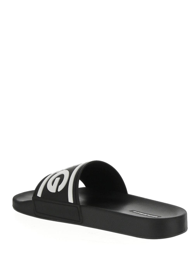 Shop Dolce & Gabbana Rubber Beachwear Sliders In Black