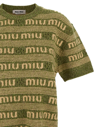 Shop Miu Miu Cashmere And Wool Sweater In Green