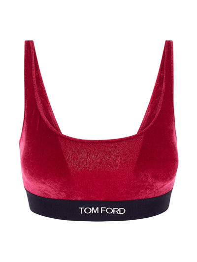 Shop Tom Ford Velvet Logo Bralette In Pink