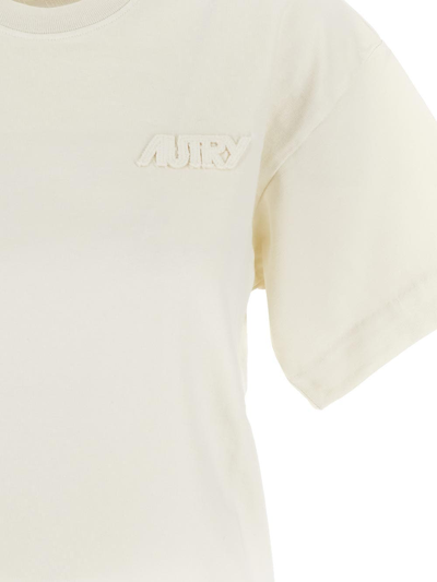 Shop Autry Cotton Cropped T-shirt In White