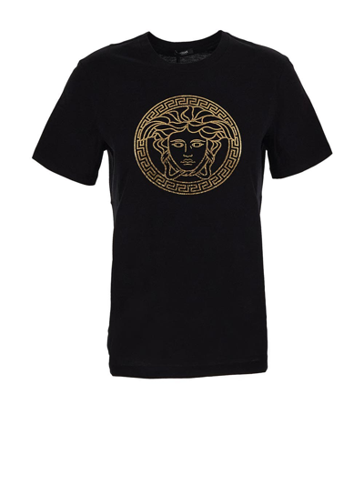 Shop Versace Cotton T-shirt In Black